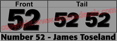 Toseland Race Numbers Set 3 decals No 52